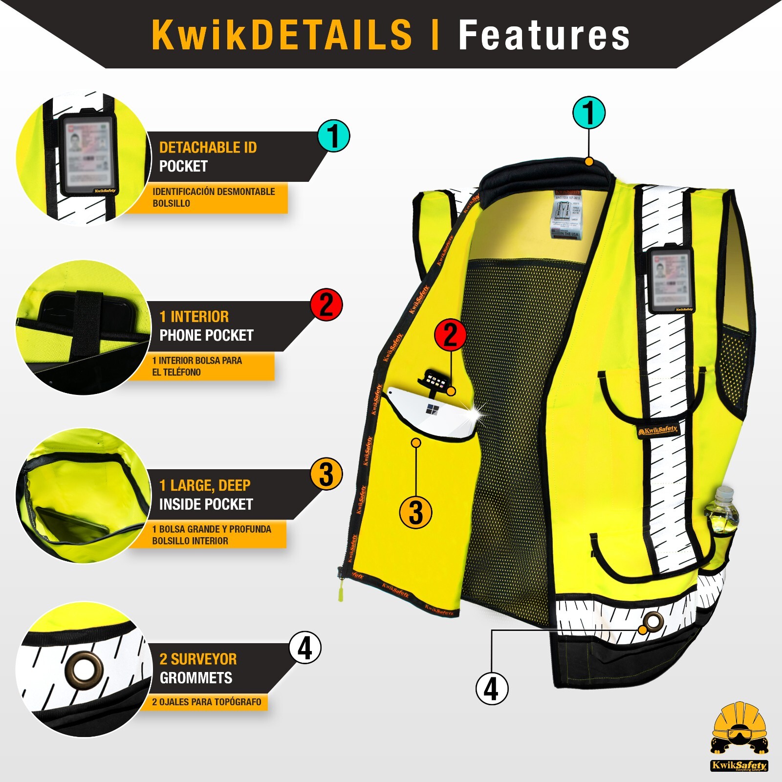 KwikSafety GODFATHER SPECIALIST Safety Vest [CUSHION COLLAR] Class 2 ANSI OSHA