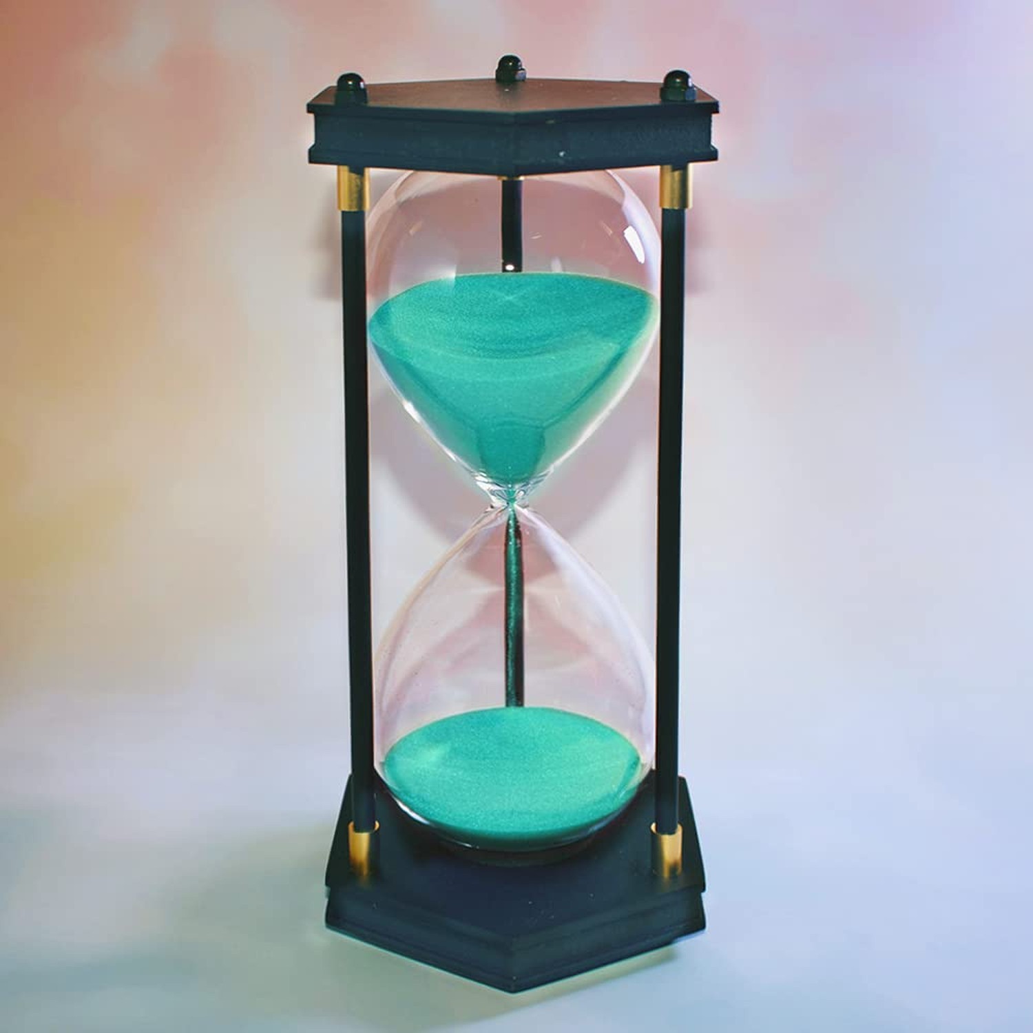 Large Hourglass Timer 60 Minute, Decorative Hexagon Frame Sandglass with Gree...