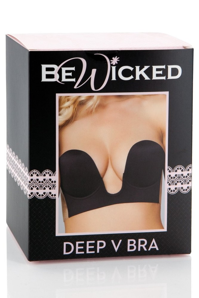 BeWicked Deep V Bra - Black - U Shape Microfiber & Silicone Bra