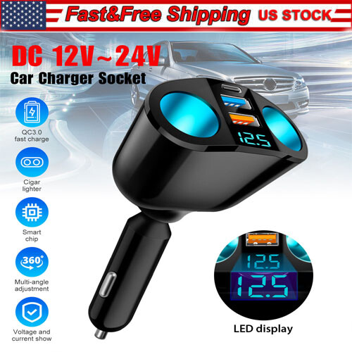 Dual USB Car Cigarette Lighter Socket Splitter Power Adapter Charger Outlet lot