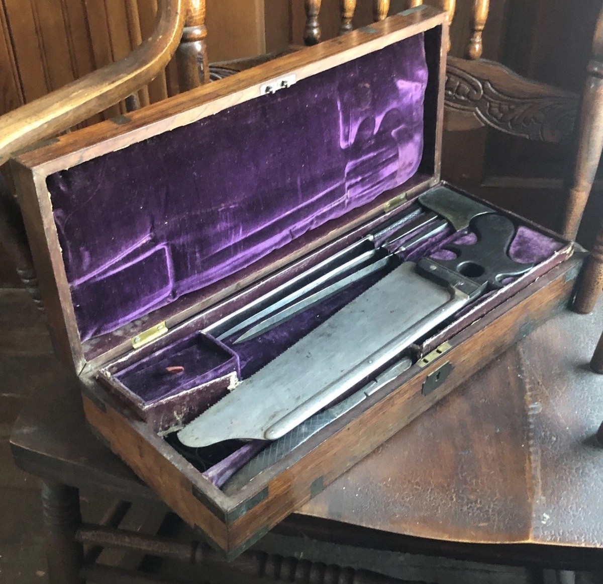 Early 1830s Tiemann Surgery Set - Pre Civil War Antique Bone Saw Amputation Kit