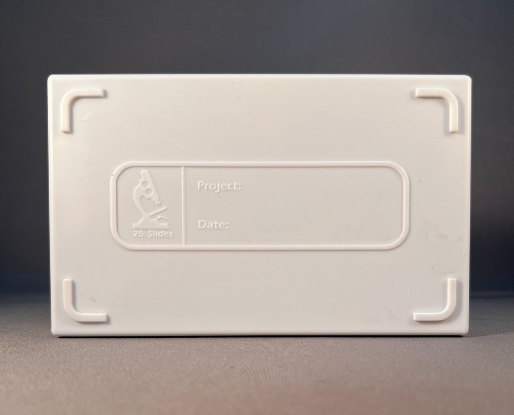 Case of 12: White 25 Place Polypropylene Microscope Slide Boxes - Heathrow Sci.