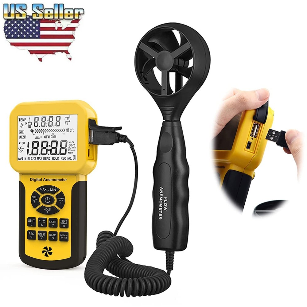HoldPeak Digital Anemometer Wind Speed Air Flow Volume Meter with USB Data Logge