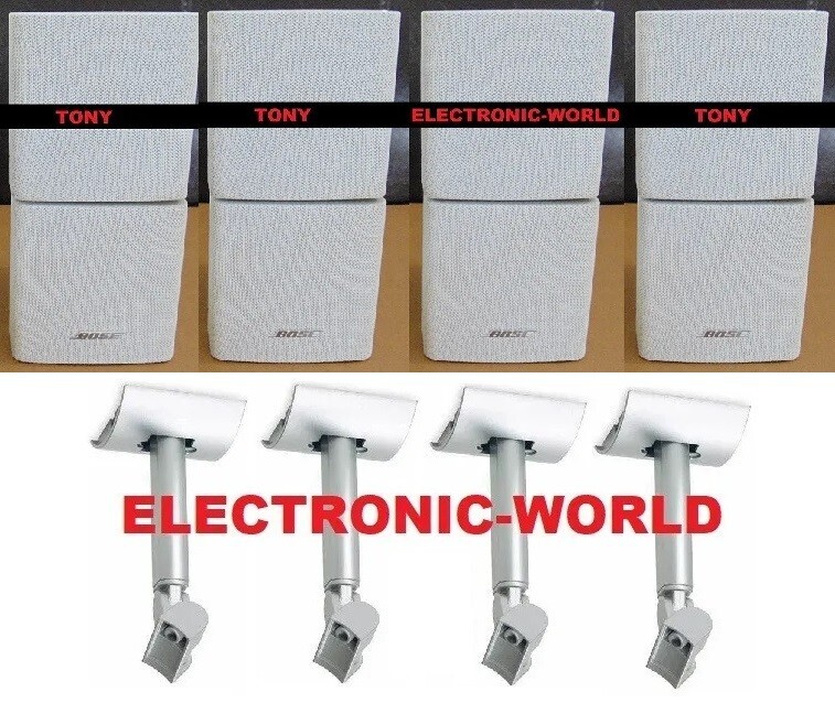 4 MINT Bose Double Cube White Speakers With Ceiling Brackets