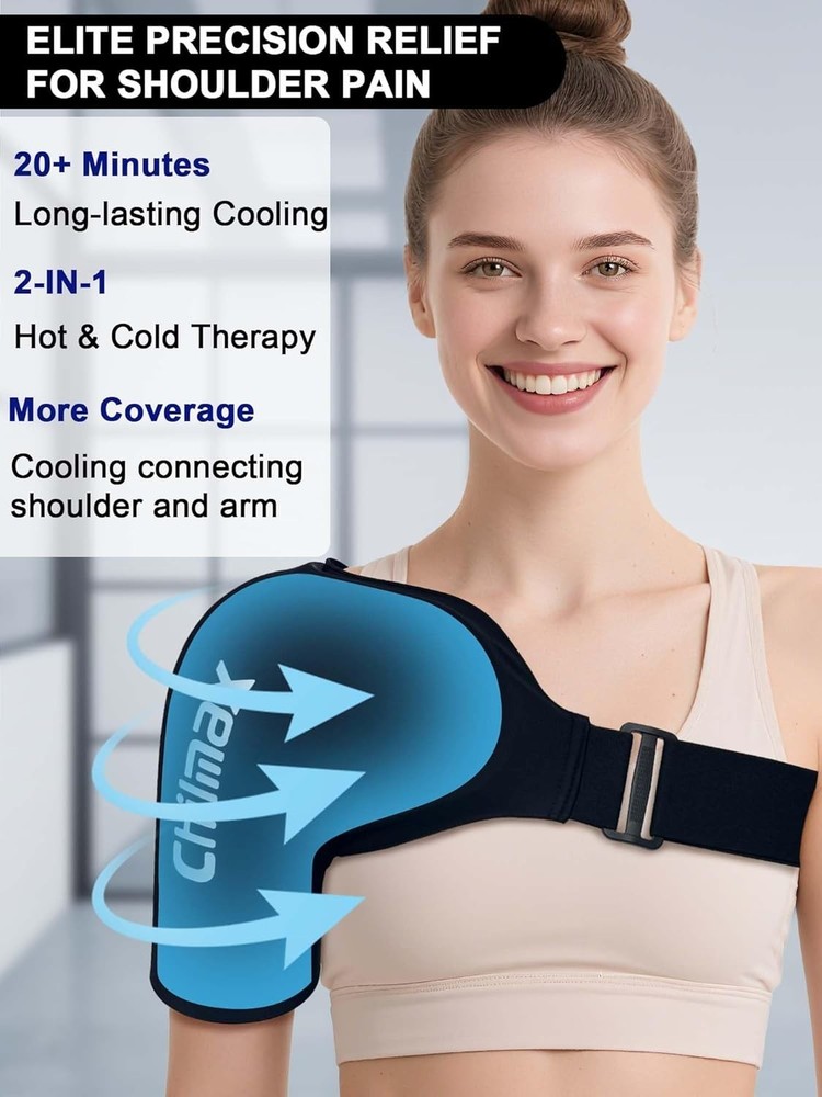 Shoulder Ice Pack Wrap, Reusable Hot and Cold Therapy Compression Wrap for Ro...