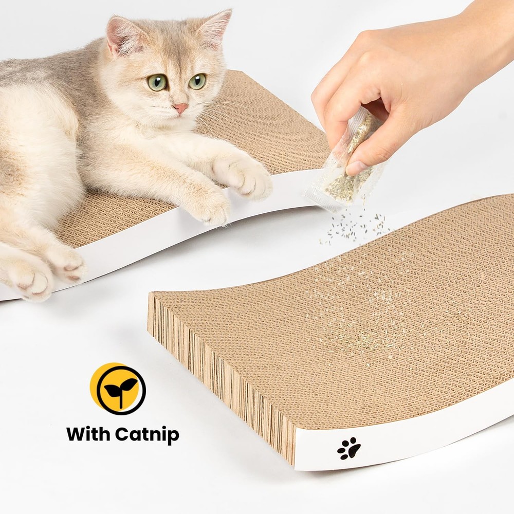 Cat Scratcher, Durable Scratch Pad, Corrugated Medium-White, Medium-White