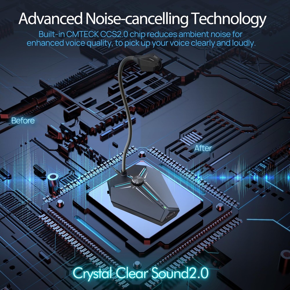 Computer Microphone, G006Plus USB Desktop Condenser PC Laptop Mic, Mute Butto...