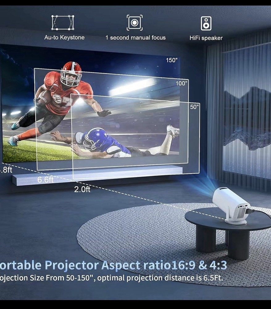 Smart Audio Projector 2025 | Android Wired Bundle | Bedroom Outdoor