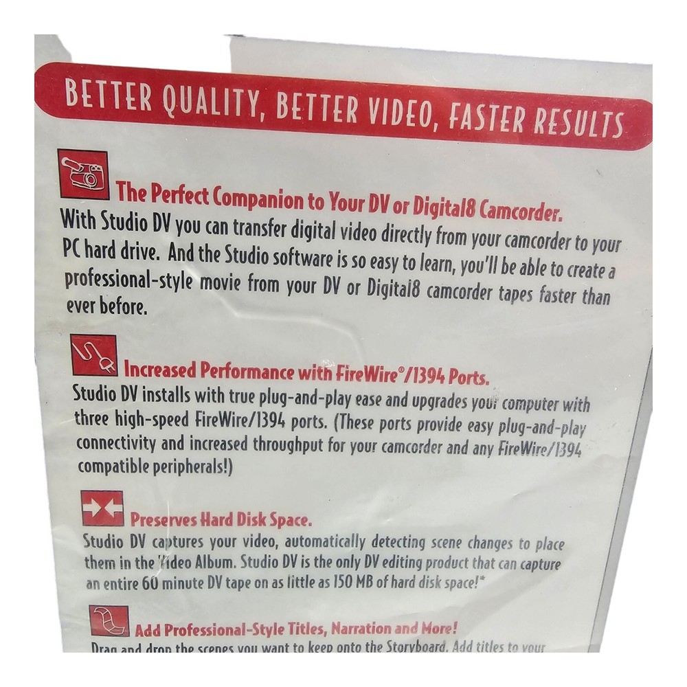 Pinnacle Systems Studio DV Windows 98 2000 Creative Movie Making System NOS