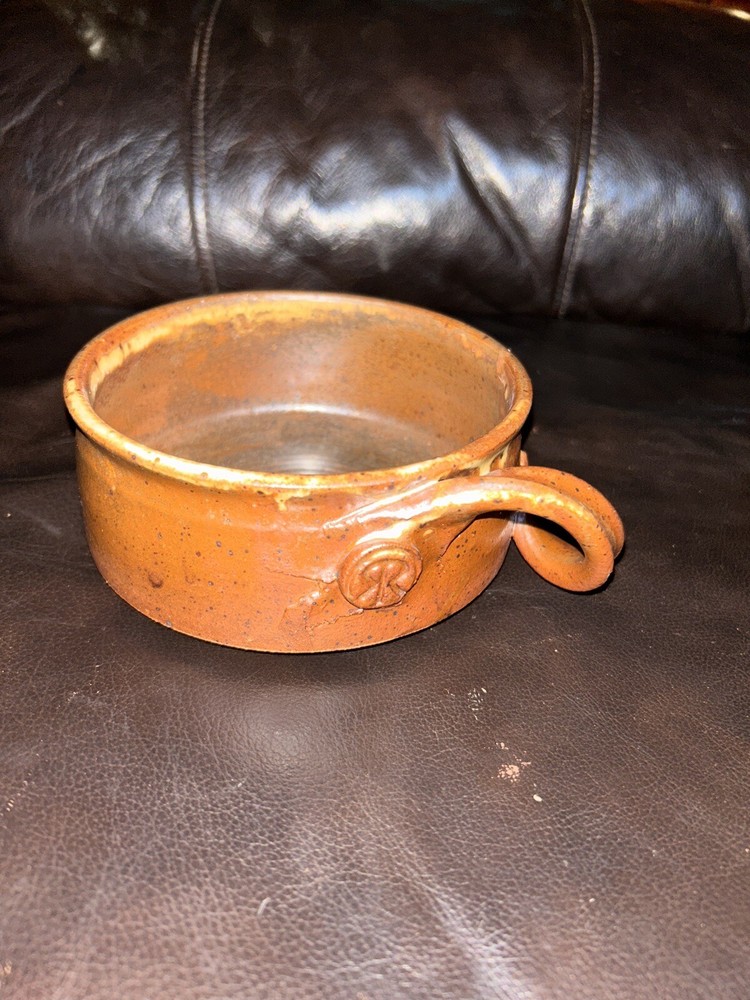 RUTH RODDA POTTERY, Twisted Handle Bowl Studio pottery Marked MCM