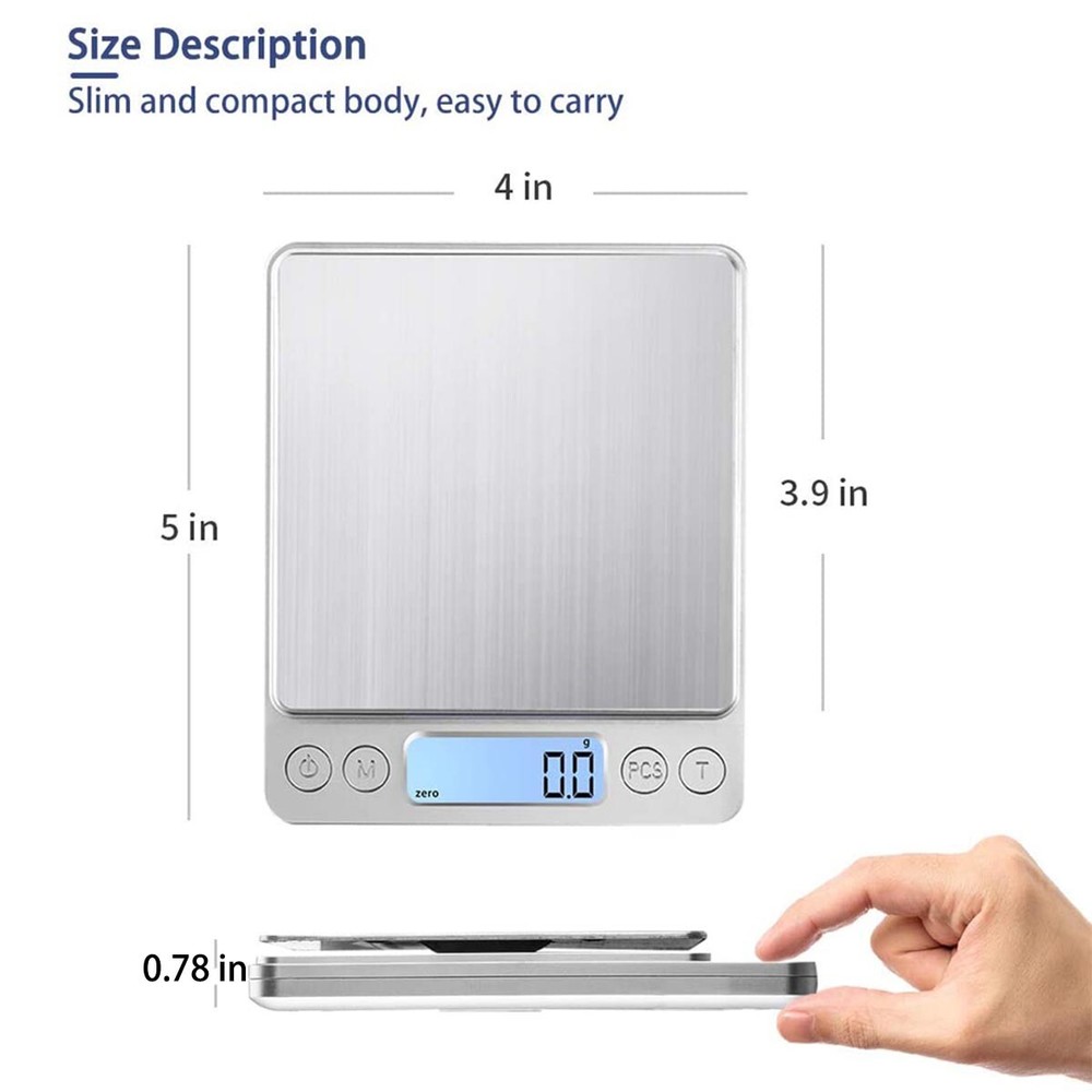 3000g Kitchen Scale for Cooking Baking, 0.1g High Precision Electronic Scale