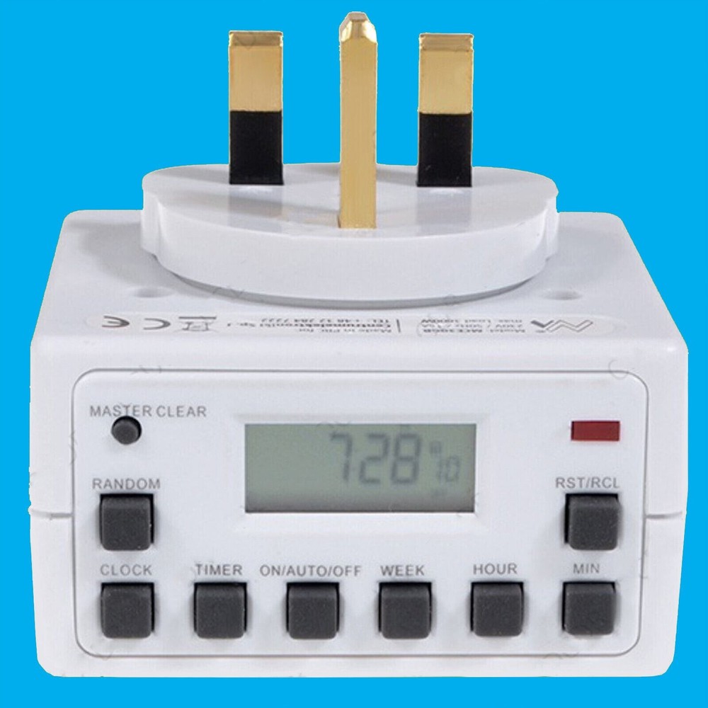 1x Digital Mains Programmable LCD Plug Through Timer Switch, 12 / 24 Hour 7 Day