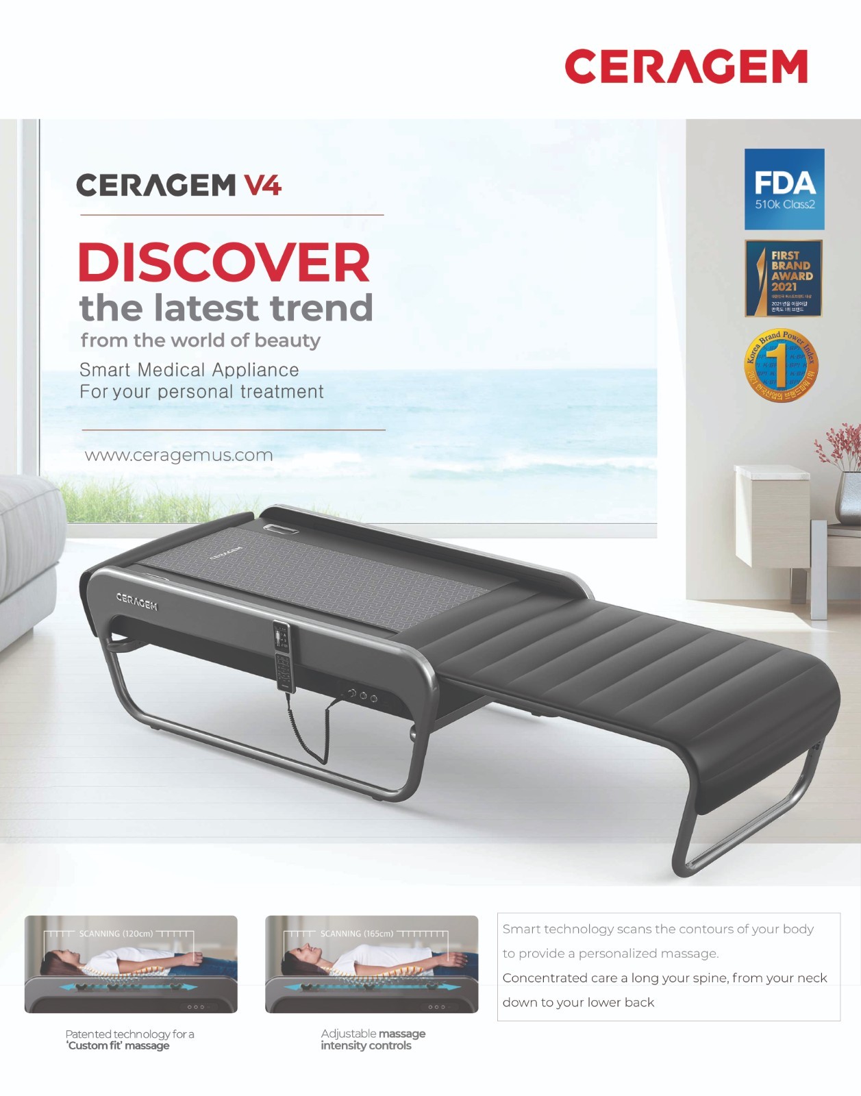 Ceragem Master V4 Thermal Massage Bed (White) with 1 Years Warranty - Open Box