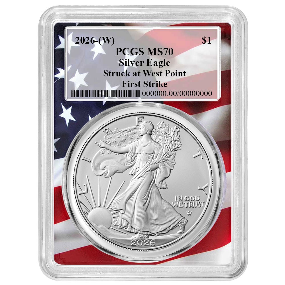 Presale - 2026 (W) $1 American Silver Eagle PCGS MS70 FS Flag Frame
