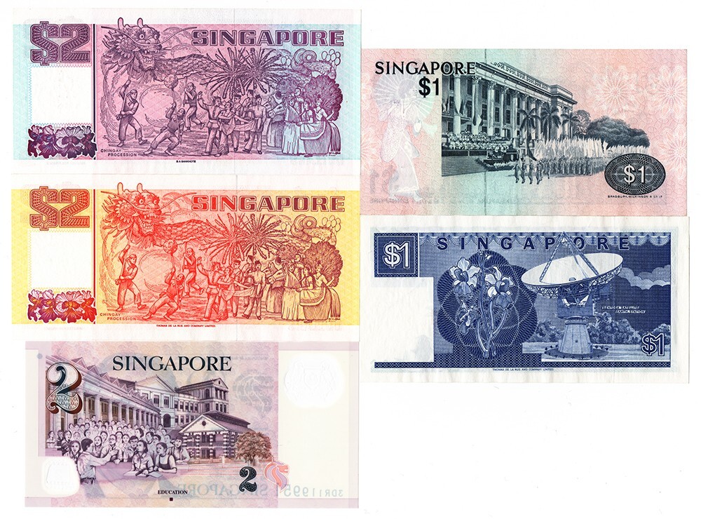 Singapore 5 PCs 2$ + $2 + $2 + $1 + $1 UNC