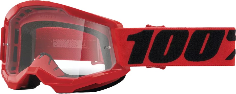 100% STRATA 2 JUNIOR Goggle Red - Clear Lens