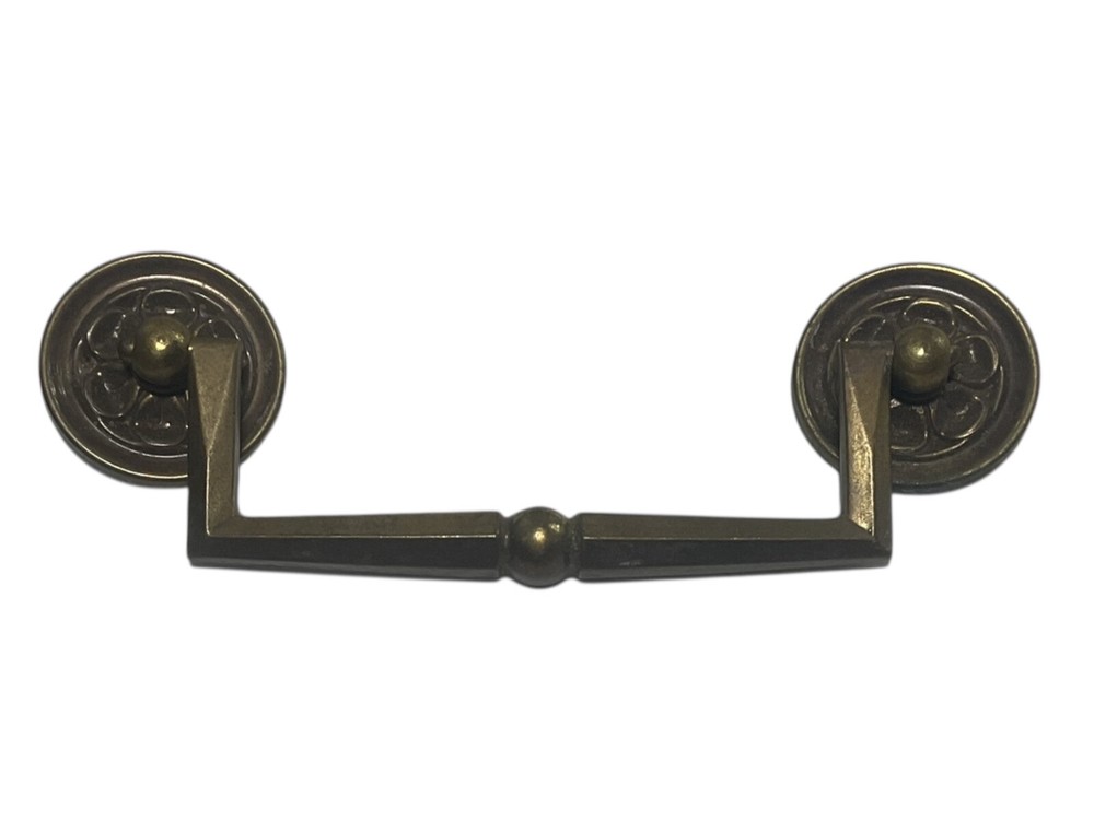 SOLID BRASS VINTAGE MCM SQUARE HANDLE DRAWER BAIL DROP PULL SWING HANDLE