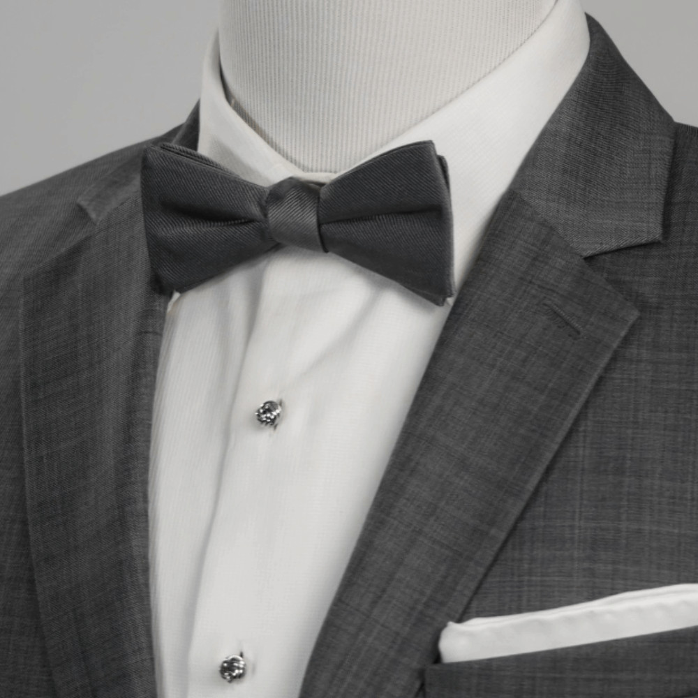 Gray Silk Bow Pre-Tie