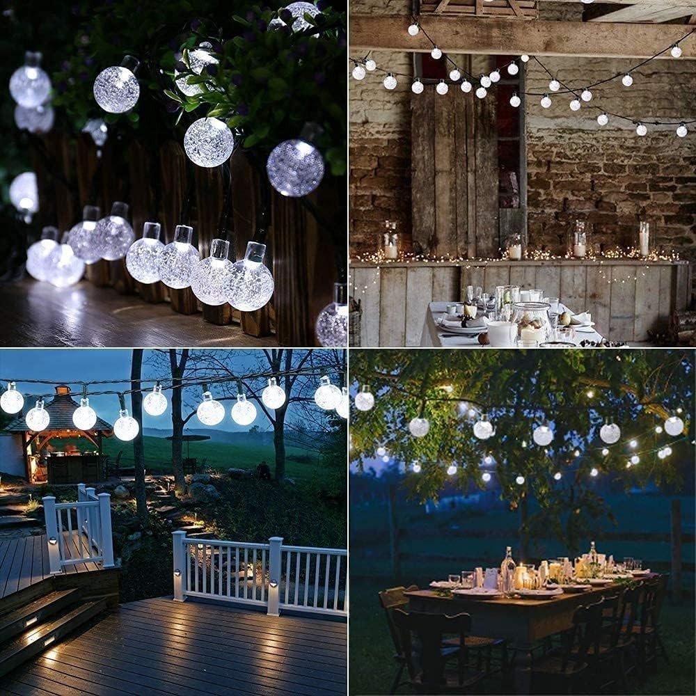 33FT 100LED Outdoor Solar Globe String Lights Yard Ball Light 8 Modes Bubbles