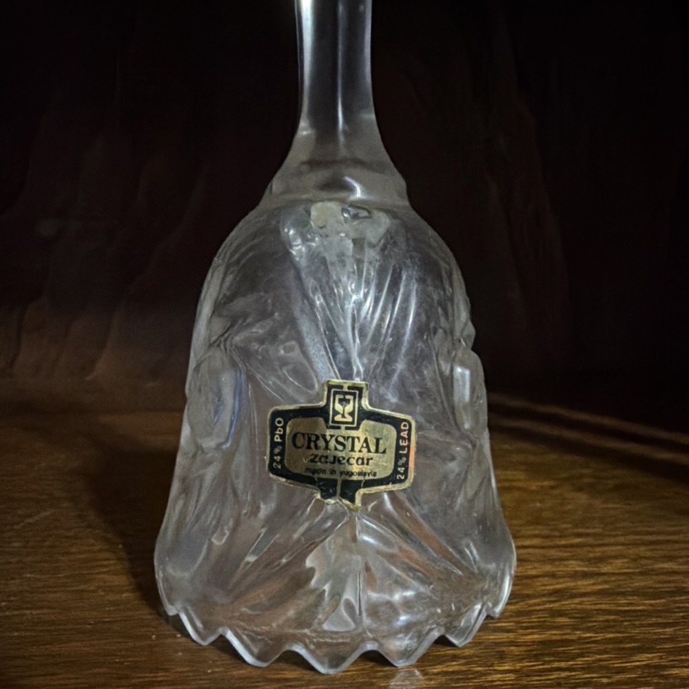 Crystal Forever Crystal Bell Clear Floral Patterned Handle in Box