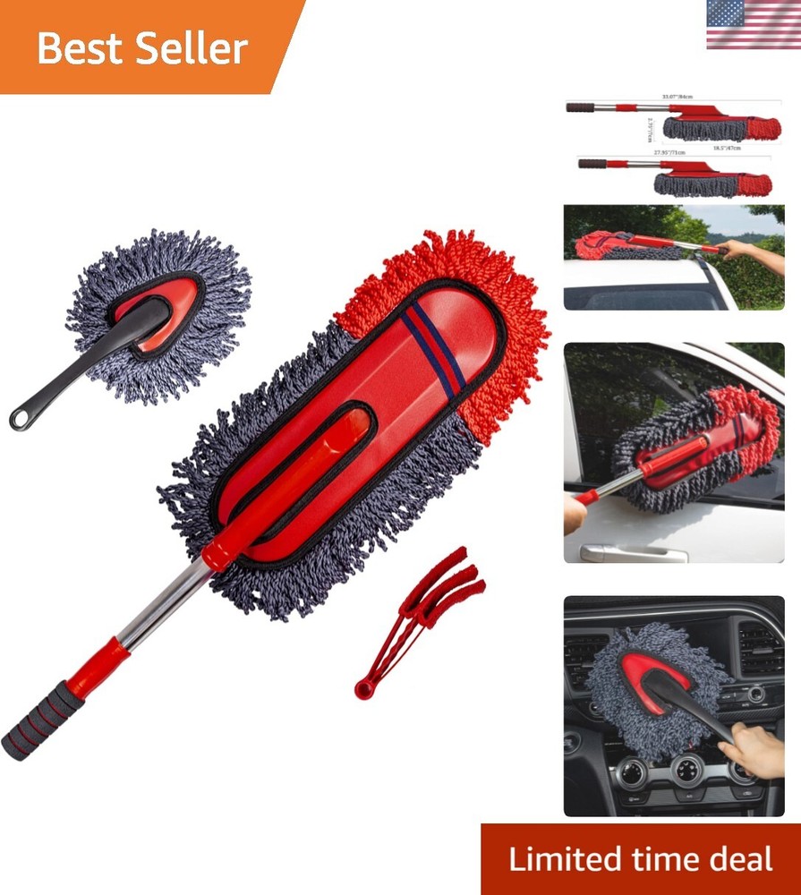 Luxury Soft Microfiber Car Duster with Extendable Handle - Scratch-Free Cleaning