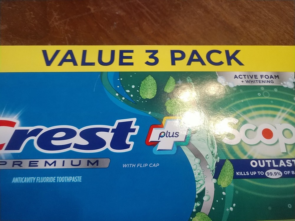 Crest Premium Plus Scope Outlast Toothpaste Mint 3 Pack Exp 9/2026. (2 Lau)