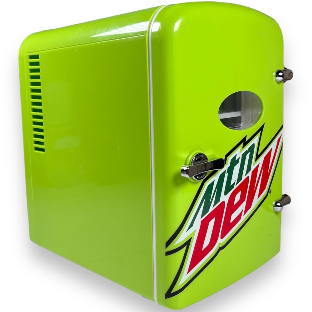 Mountain Dew MIS134MD-B Mini Portable Compact Personal Fridge Cooler 6 Can Cap