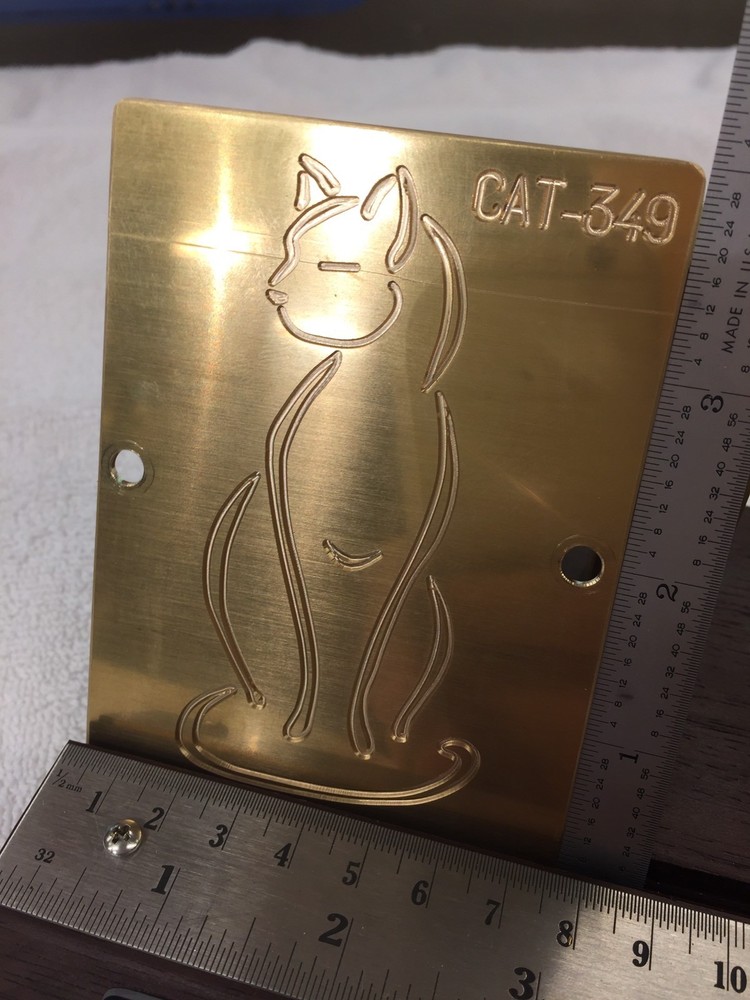 SITTING CAT SOLID BRASS MASTER ENGRAVING PLATE FOR NEW HERMES FONT TRAY
