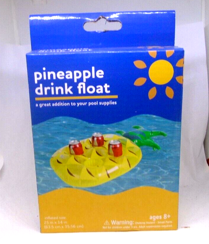 Sunnylife Pineapple Drink Float Holder 4 Drinks Drift Inflated 25x14” Age 8+