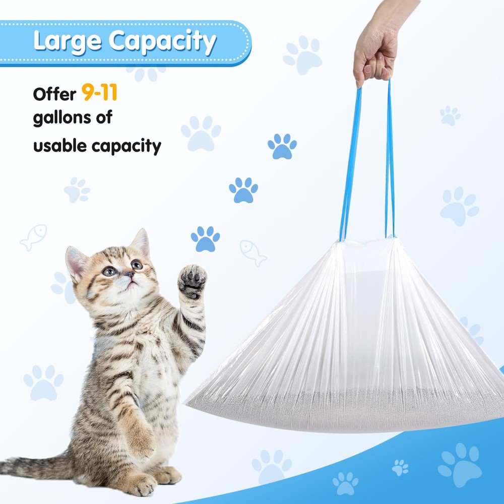 -Cleaning Litter , Drawstring Litter Liners, 60 Count Waste Drawer Liners Bag...