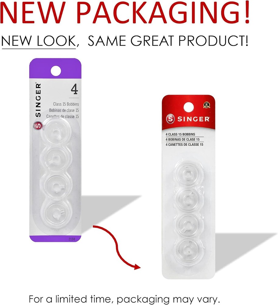 Singer Bobbins Class 15 Transparent, 4-Count