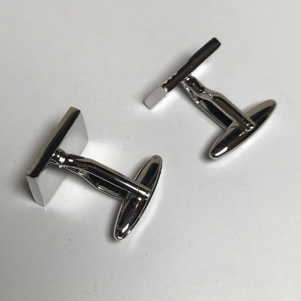 Men's Vintage Cufflinks Gold Silver Colour Rectangle Shape