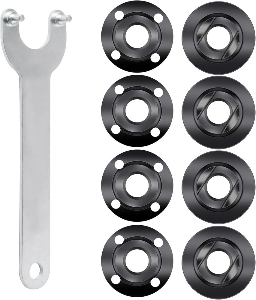 9pcs Angle Grinder Nuts, 1 Angle Grinder Wrench Spanner & 8 Angle Grinder Flange