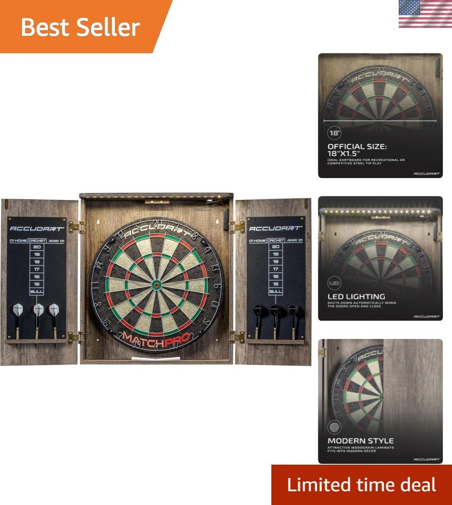 Official 18" Match Pro Dartboard Set with Automatic LED & Dart Storage Features