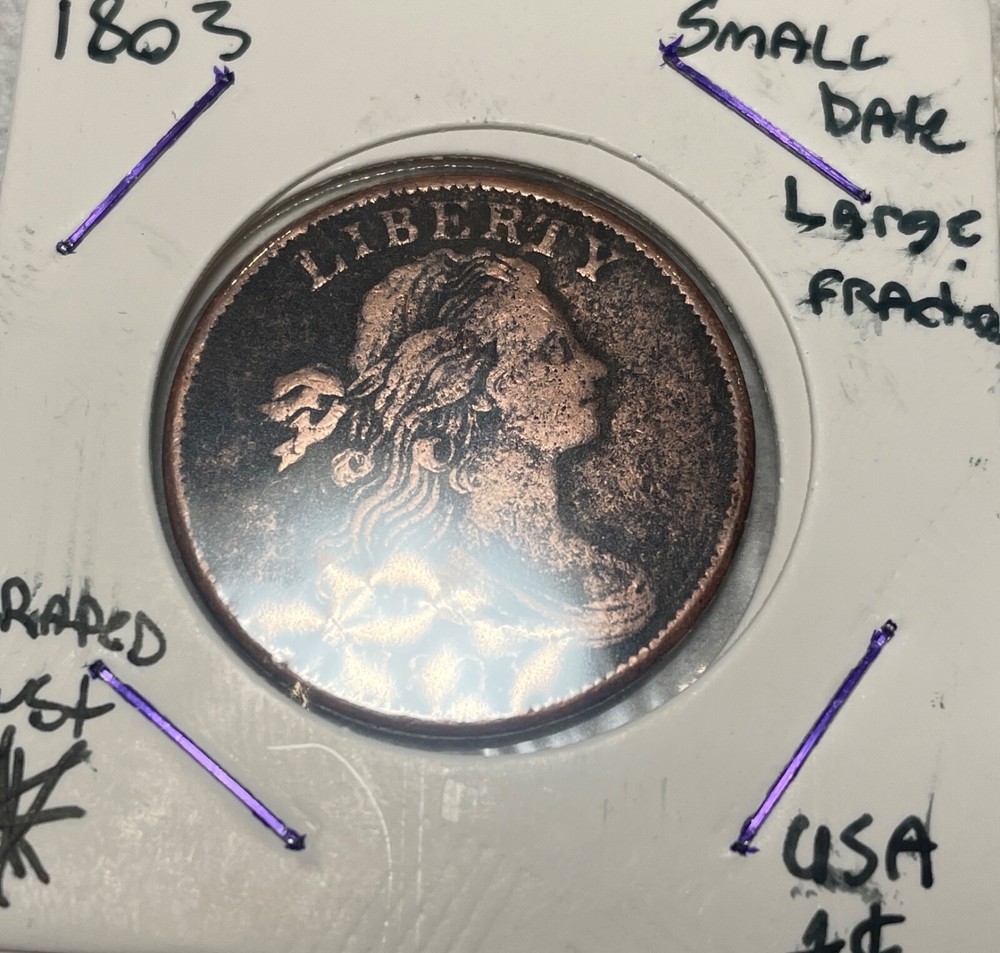 1803 Draped Bust Cent Small Date, Large Fraction