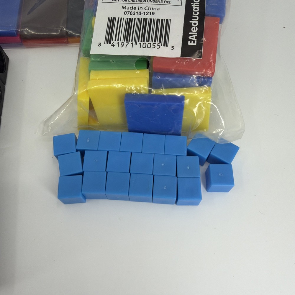 Base Ten Blocks Class Set Cubes, Rods, Flats, Fractions Tiles, Math Bundle