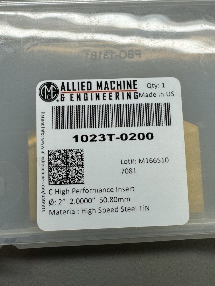 Allied Machine 1023T-0200 High Performance Spade Drill Insert 2" TiN