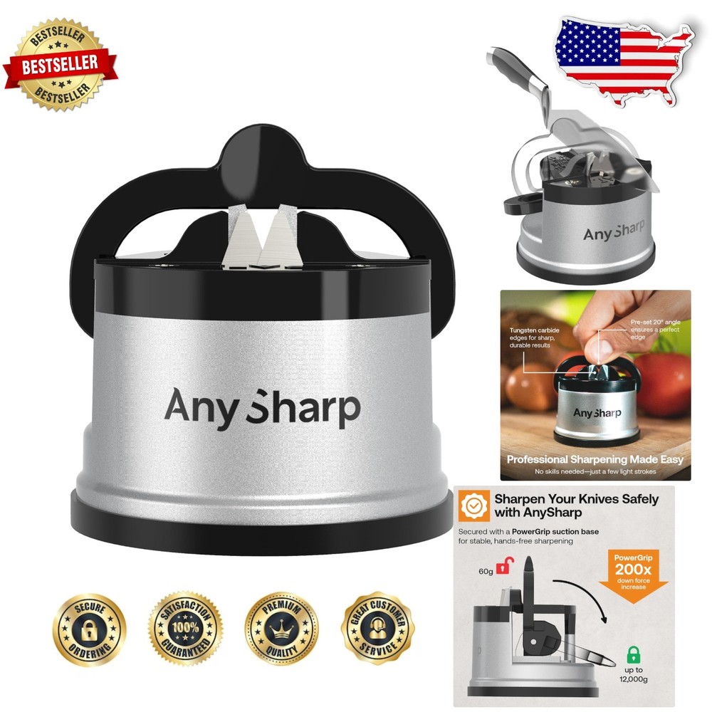 GLOBAL Easy Knife Sharpener - Hands-Free, PowerGrip Suction, Razor-Sharp Results