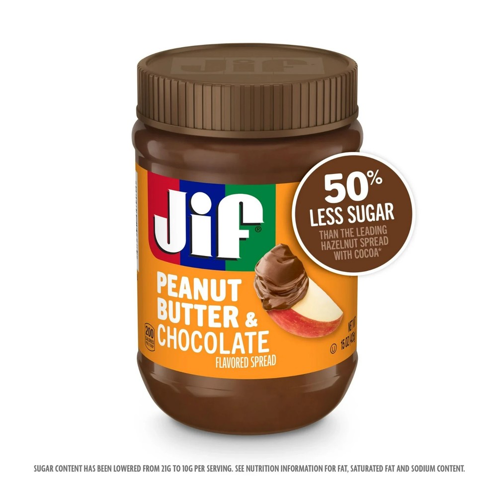 (3 pack) Jif Peanut Butter & Chocolate Flavored Spread, 15 oz Jar...