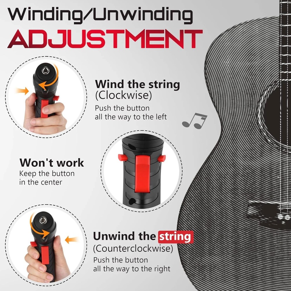 Guitar Tool Set, Electric String Winder, String Cutter, Bridge Pin Puller, 200RP