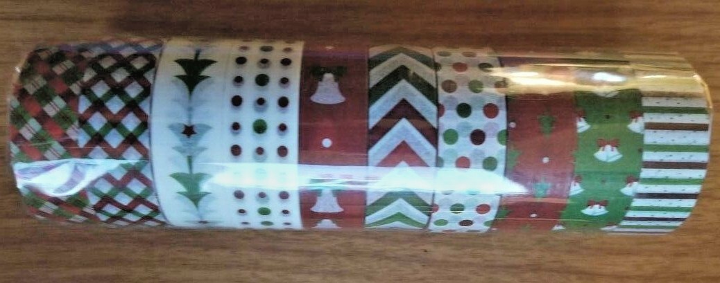 CraftbuddyUS 10 Christmas Washi Tape Roll Scrapbook Craft Paper Sticky Adhesive