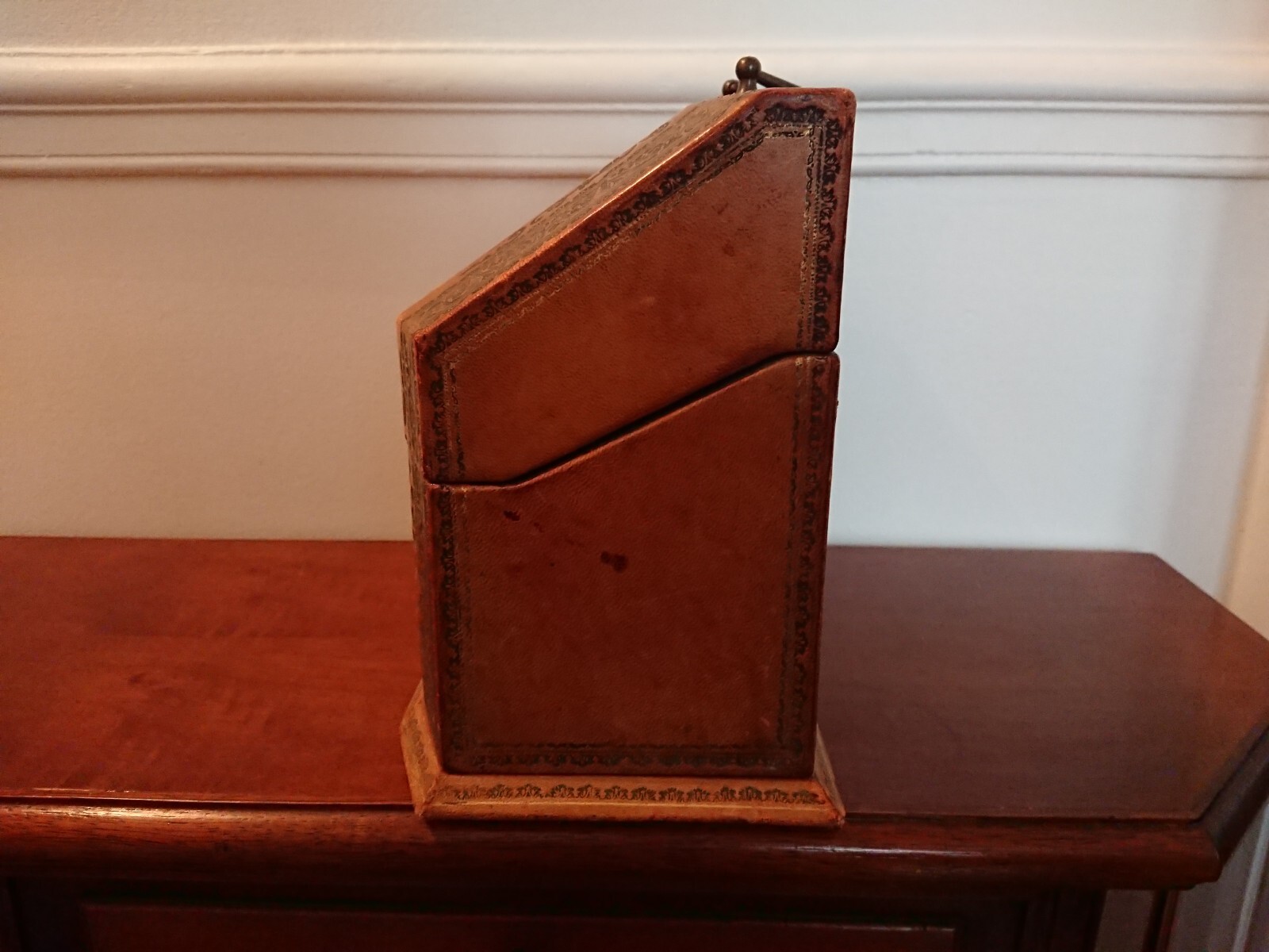 antique French leather letter box