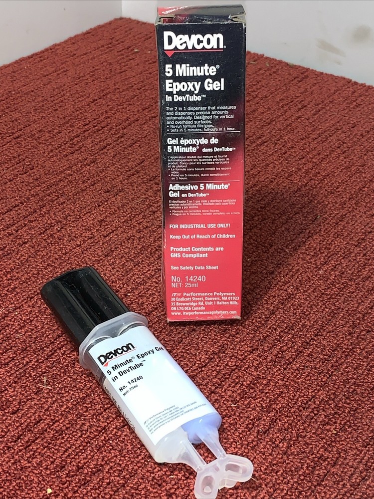5 Minute Epoxy Gel, 25 mL, Dual Syringe Dev-Tube Devcon DEVCON 14240, EXP 11/26
