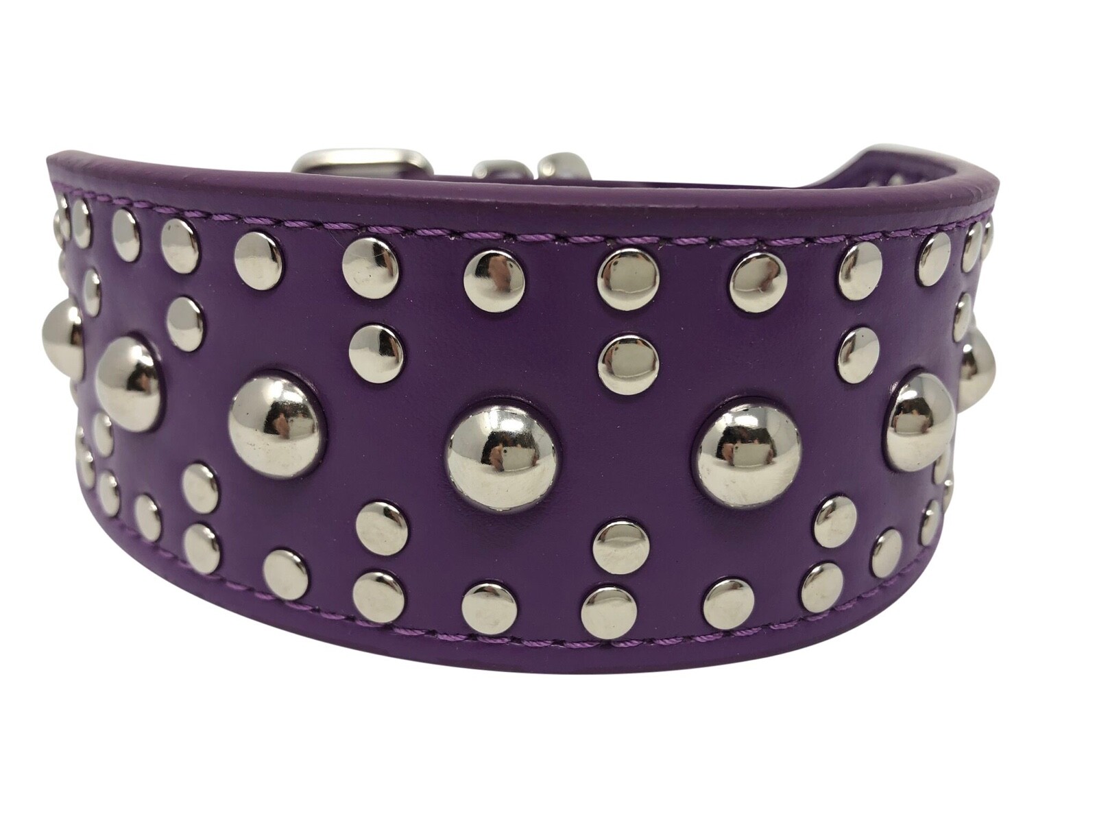 Dog Collar Studded Rivet Adjustable Faux Leather 2" wide S M L XL 13 Colors