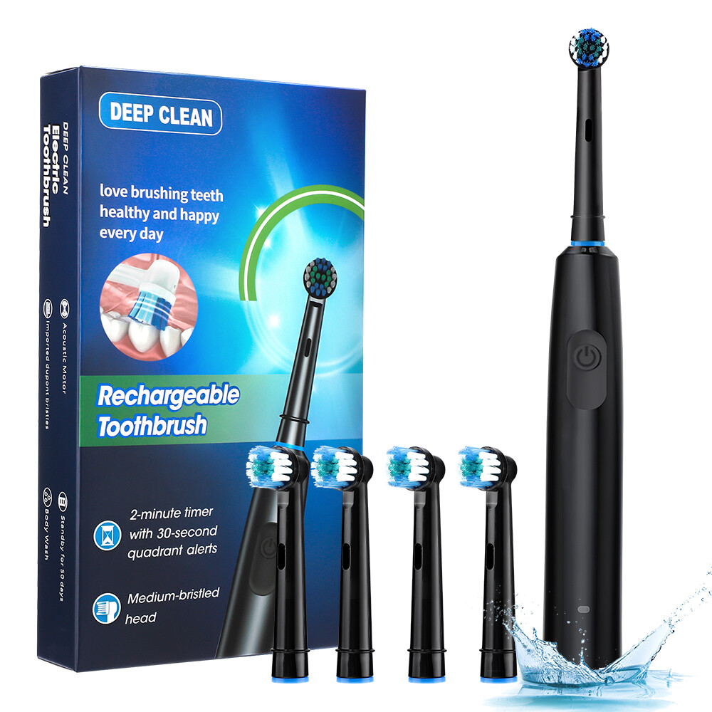 Deep Clean Rechargeable Electric Toothbrush Rotating for Adults, 5 Modes, Timer