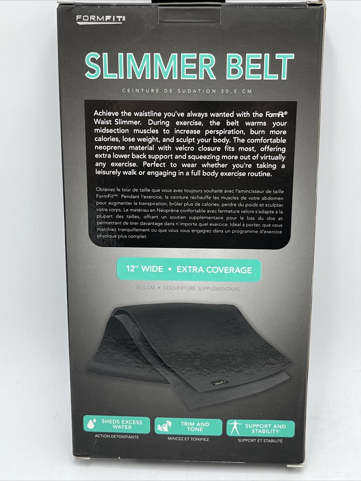 FORMFIT 12" Slimmer Belt Waist Trainer Tummy Shaper Fat Band SMSB-1007-BK BLACK