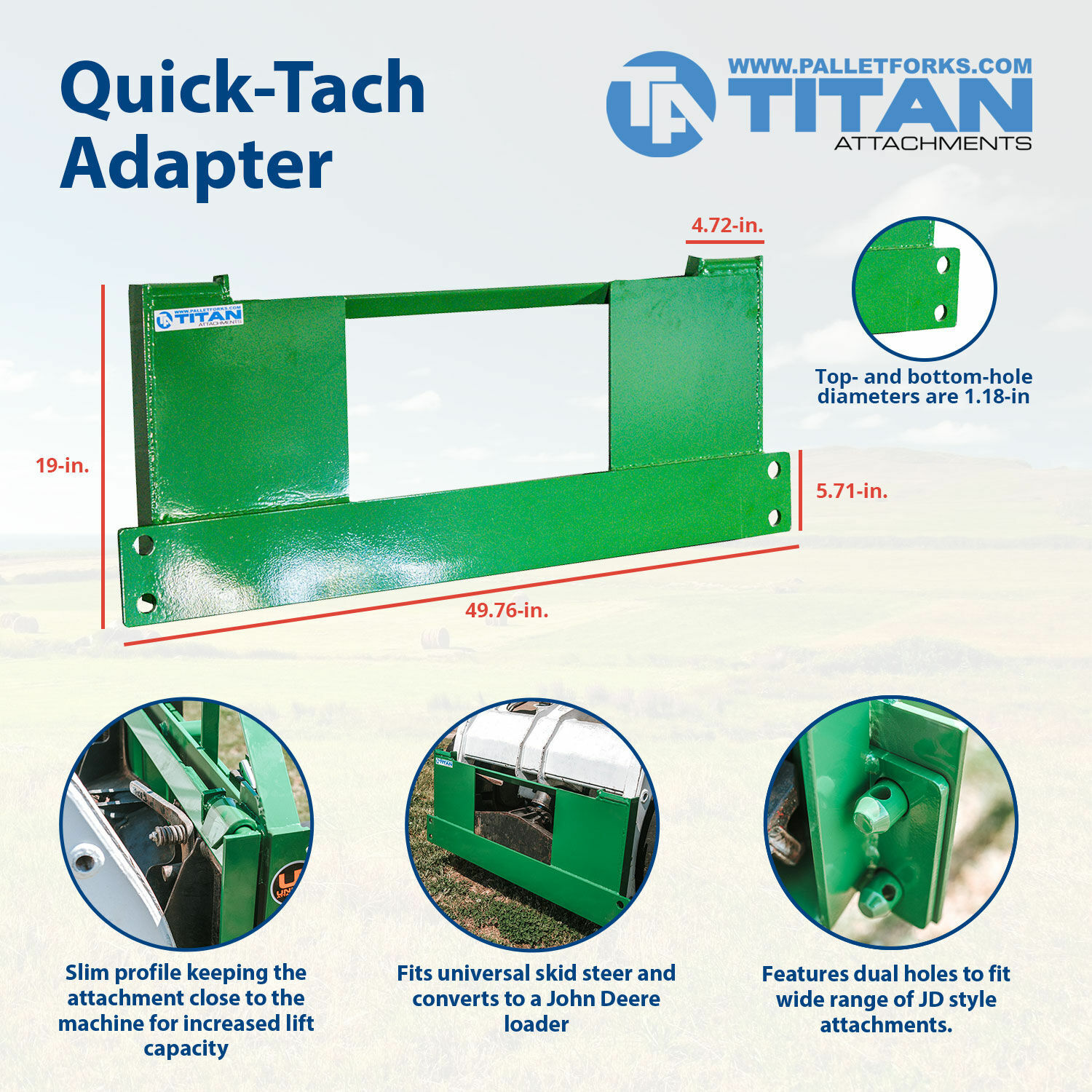 Titan Attachments Quick Tach Adapter for Skid Steer, New