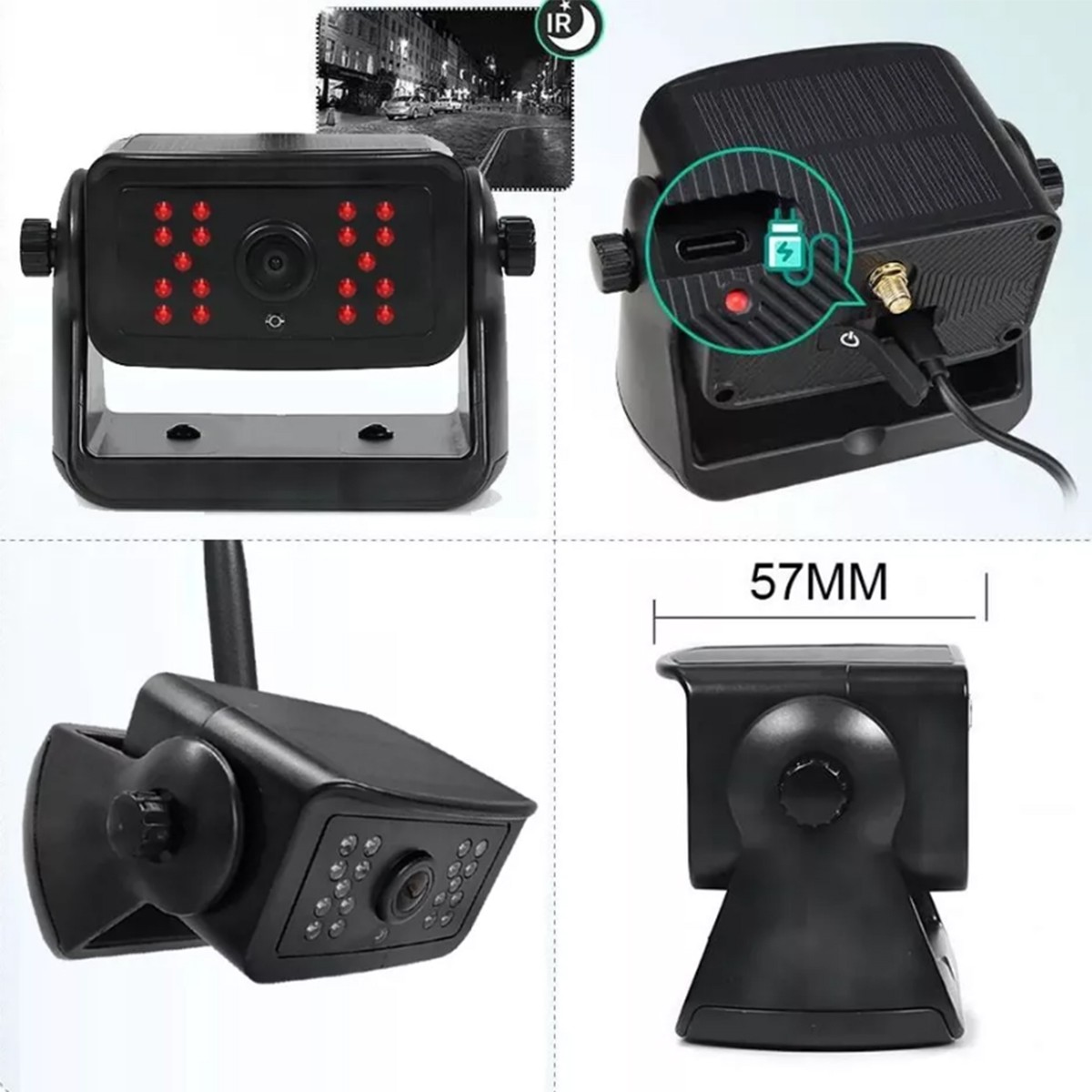 5" Monitor 1080P Solar Magnetic Wireless RV Backup Camera for Car Trailer Truck