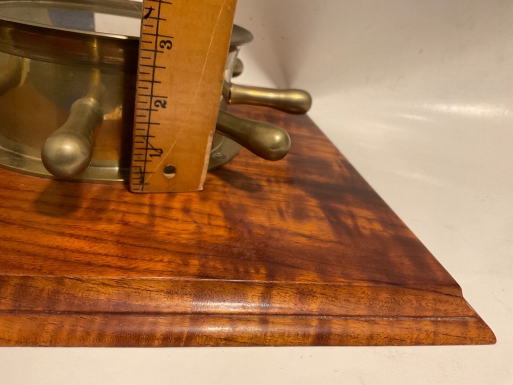 Solid Brass Maritime Ships Wheel Classic Clock Wooden Base