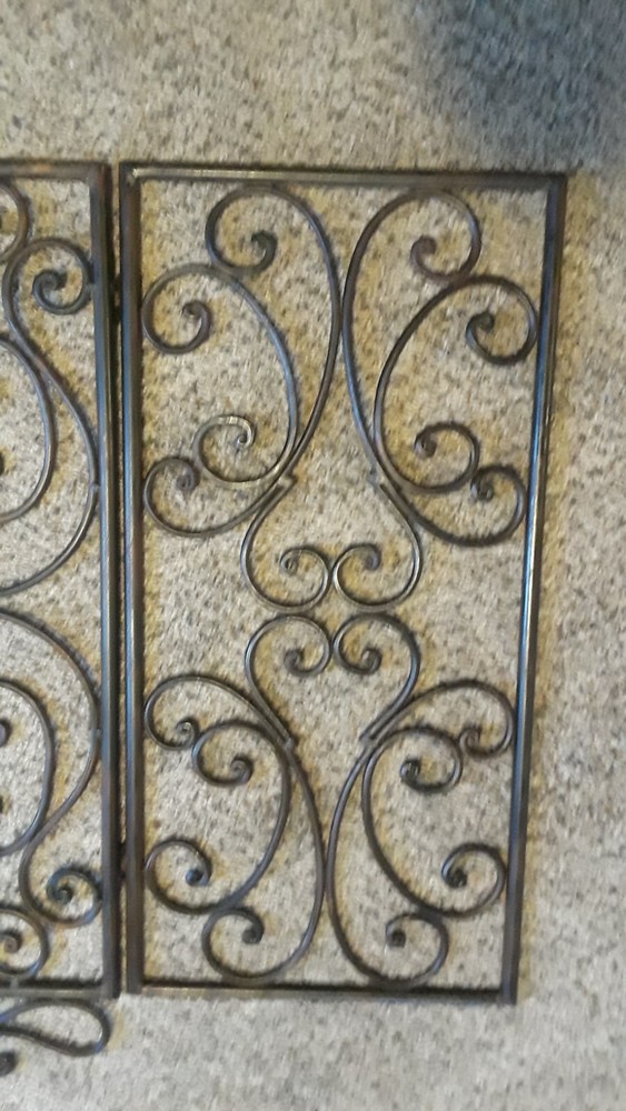 Wrought Iron Fireplace Screen, 3 Panel, Bird Accent